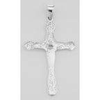 Back view of Classic Cross Pendant - Crucifix showing 925 sterling silver hallmark and spring ring clasp