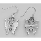 Back view of Cute Butterfly French Wire Earrings showing 925 sterling silver hallmark and French wire hooks