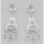 Back view of Beautiful Sparkling Cubic Zirconia Dangle Earrings showing 925 sterling silver hallmark and French wire hooks