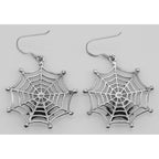 Back view of Spider in Web Earrings showing 925 sterling silver hallmark and French wire hooks