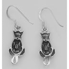 Back view of Cute Kitty Cat Filigree French Wire Earrings showing 925 sterling silver hallmark and French wire hooks