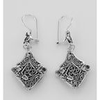 Back view of French Wire Moonstone Dangle Earrings showing 925 sterling silver hallmark and French wire hooks