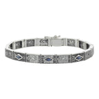 Victorian style, Sapphire, sterling silver bracelets, front view