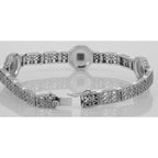 Back view of Art Deco Style Camphor Glass Crystal / CZ Filigree Bracelet showing 925 sterling silver hallmark and toggle or l