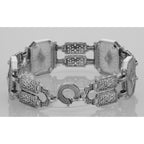 Back view of Art Deco Style Filigree Camphor Glass Starburst Crystal Bracelet Sterling Silver showing 925 sterling silver hal