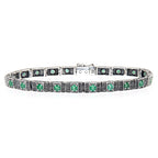 Victorian style, Emerald, sterling silver bracelets, front view