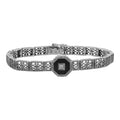 Art Deco style, White Topaz, Black Onyx, sterling silver bracelets, front view