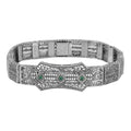 Art Deco style, Emerald, sterling silver bracelets, front view