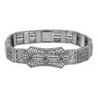 Art Deco style, Emerald, sterling silver bracelets, front view