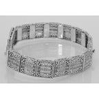 Detail view of Art Deco Style Filigree Bracelet 3 Natural Red Ruby Gemstones highlighting Ruby