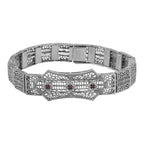 Art Deco style, Ruby, sterling silver bracelets, front view