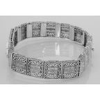 Detail view of Art Deco Style Filigree Bracelet with 3 Natural Blue Sapphires highlighting Sapphire