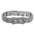 Art Deco style, Sapphire, sterling silver bracelets, front view
