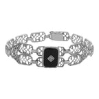 Art Deco style, Black Onyx, Onyx, sterling silver bracelets, front view