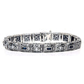 Art Deco style, White Topaz, Sapphire, sterling silver bracelets, front view