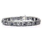 Art Deco style, White Topaz, Sapphire, sterling silver bracelets, front view