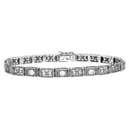 Victorian style, White Topaz, sterling silver bracelets, front view