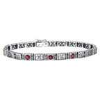Victorian style, Garnet, sterling silver bracelets, front view