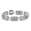 Victorian style, Diamond, Camphor Glass, sterling silver bracelets, front view