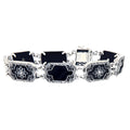 Victorian style, Diamond, Onyx, sterling silver bracelets, front view