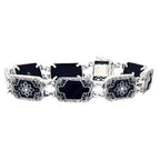 Victorian style, Diamond, Onyx, sterling silver bracelets, front view