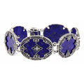 Victorian style, Diamond, Lapis, sterling silver bracelets, front view