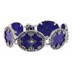 Victorian style, Diamond, Lapis, sterling silver bracelets, front view