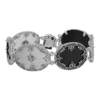 Victorian style, Diamond, Onyx, sterling silver bracelets, front view