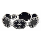 Victorian style, Diamond, Black Onyx, sterling silver bracelets, front view