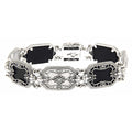 Filigree, Diamond, Black Onyx, sterling silver bracelets, front view
