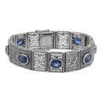 Art Deco style, Sapphire, sterling silver bracelets, front view