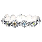 Amethyst, Blue Topaz, sterling silver bracelets, front view
