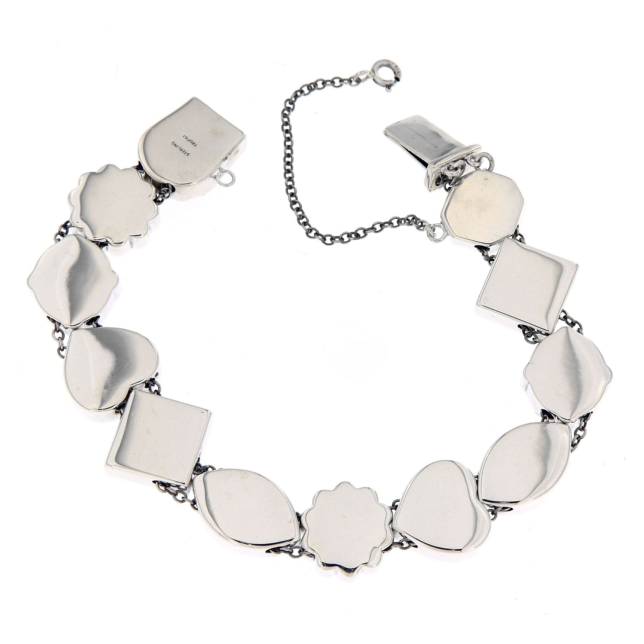 Back view of Slide Bracelet Garnet Peridot Citrine Amethyst Blue Topaz 7 3/4 Sterling Silver showing 925 sterling silver hall