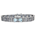 Art Deco style, Blue Topaz, Diamond, sterling silver bracelets, front view