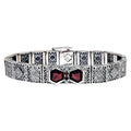 Art Deco style, Garnet, Diamond, sterling silver bracelets, front view
