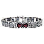 Art Deco style, Garnet, Diamond, sterling silver bracelets, front view