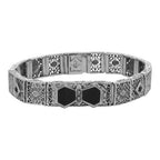 Art Deco style, Diamond, Black Onyx, sterling silver bracelets, front view