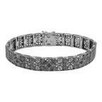 Victorian style, Sapphire, Diamond, sterling silver bracelets, front view
