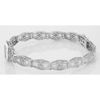 Detail view of Victorian Style Garnet Filigree Link Bracelet in Fine Sterling Silver highlighting Garnet