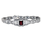 Victorian style, Garnet, sterling silver bracelets, front view