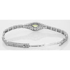 Back view of Victorian Style Peridot Filigree Link Bracelet in Fine Sterling Silver showing 925 sterling silver hallmark and 