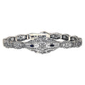Art Deco style, Sapphire, Diamond, sterling silver bracelets, front view