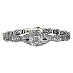 Art Deco style, Sapphire, Diamond, sterling silver bracelets, front view