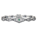 Art Deco style, Emerald, sterling silver bracelets, front view