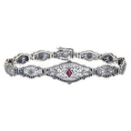 Art Deco style, Ruby, sterling silver bracelets, front view