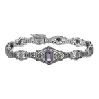 Victorian style, Amethyst, Diamond, sterling silver bracelets, front view