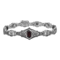Victorian style, Garnet, Diamond, sterling silver bracelets, front view