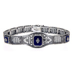Art Deco style, Diamond, Lapis, sterling silver bracelets, front view