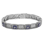 Art Deco style, Diamond, Lapis, sterling silver bracelets, front view