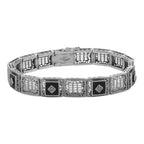 Art Deco style, Diamond, Black Onyx, sterling silver bracelets, front view